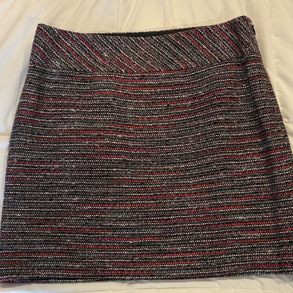 LOFT Black and Red Tweed Mini Skirt